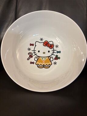 Hello Kitty White Ceramic Bowl with Red and Yellow Accents